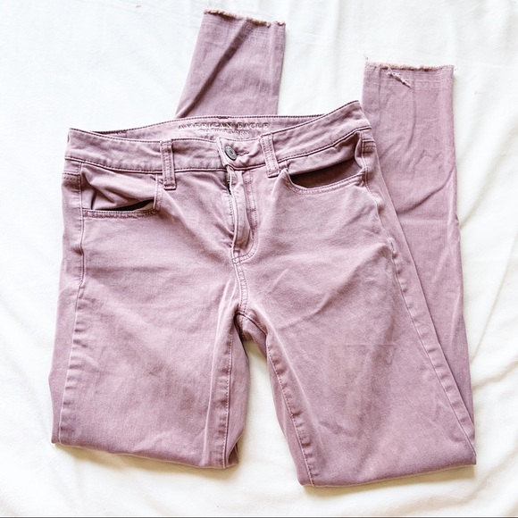 American Eagle Outfitters Denim - AEO | raw hem mauve 360 stretch jeggings